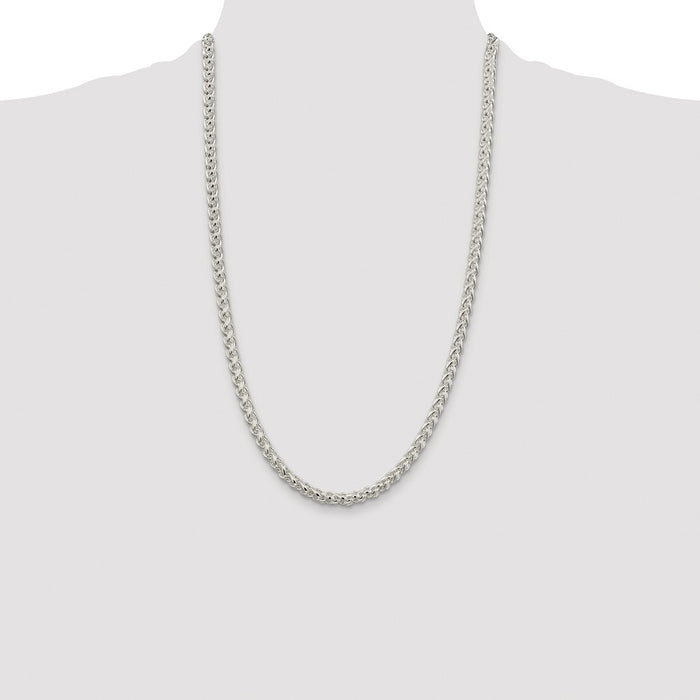 Exclusive Rhodium-Plated 5mm Round Spiga Chain in Sterling Silver - Affordable Luxury-4