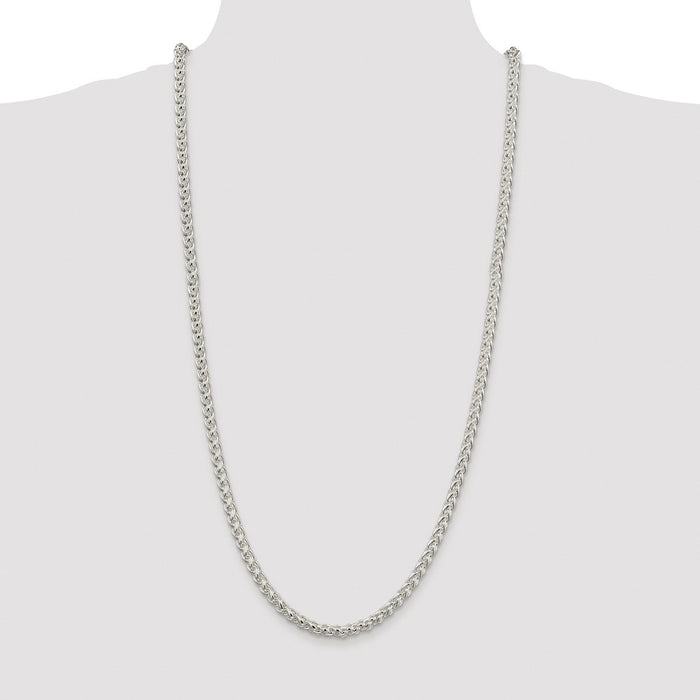 Buy Exclusive Rhodium-Plated 5mm Round Spiga Chain in Sterling Silver, Stylish!-4