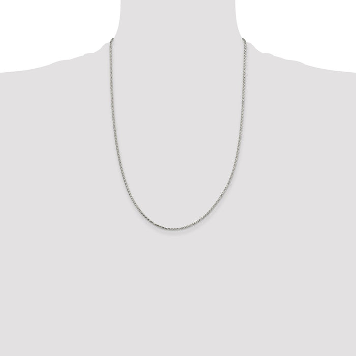 High-Quality 1.7mm Sterling Silver Diamond-Cut Spiga Chain - Stylish 4-Inch Extension-4