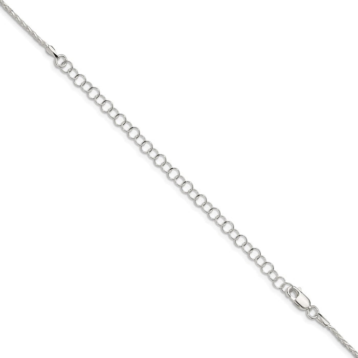 High-Quality 1.7mm Sterling Silver Diamond-Cut Spiga Chain - Stylish 4-Inch Extension-3