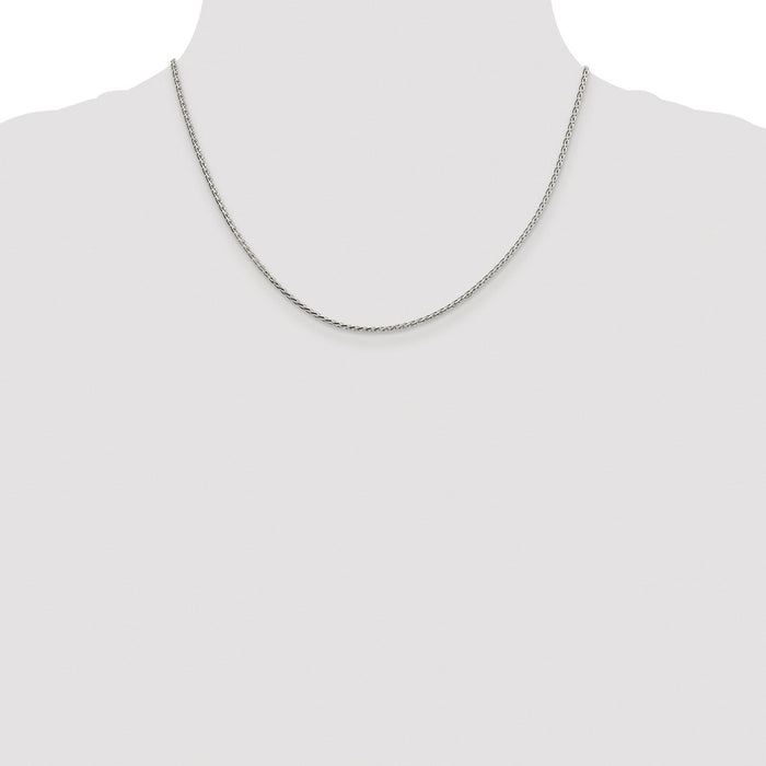 Buy Stylish Rhodium-Plated Sterling Silver 1.7mm Diamond-Cut Spiga Chain-4