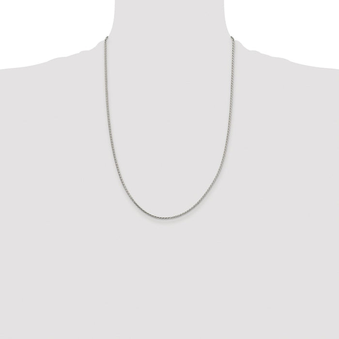 Buy Stylish Rhodium-Plated Sterling Silver 1.7mm Diamond-Cut Spiga Chain-4