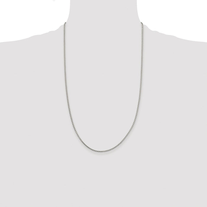 Buy Stylish Rhodium-Plated Sterling Silver 1.7mm Diamond-Cut Spiga Chain-4
