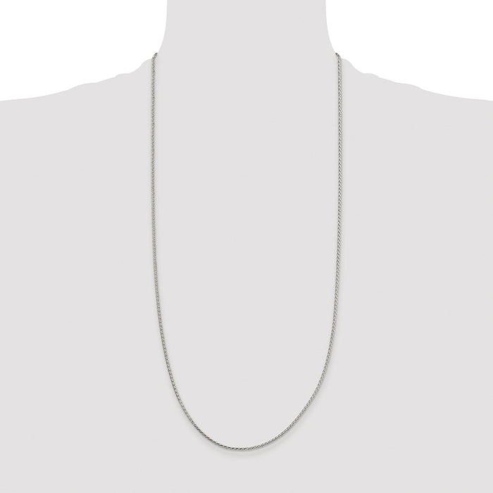 Buy Stylish Rhodium-Plated Sterling Silver 1.7mm Diamond-Cut Spiga Chain-4