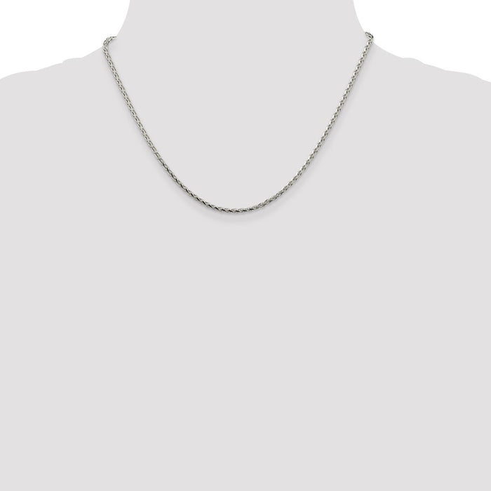 Buy Stylish 2.15mm Diamond-Cut Round Spiga Chain Necklace in Sterling Silver-4