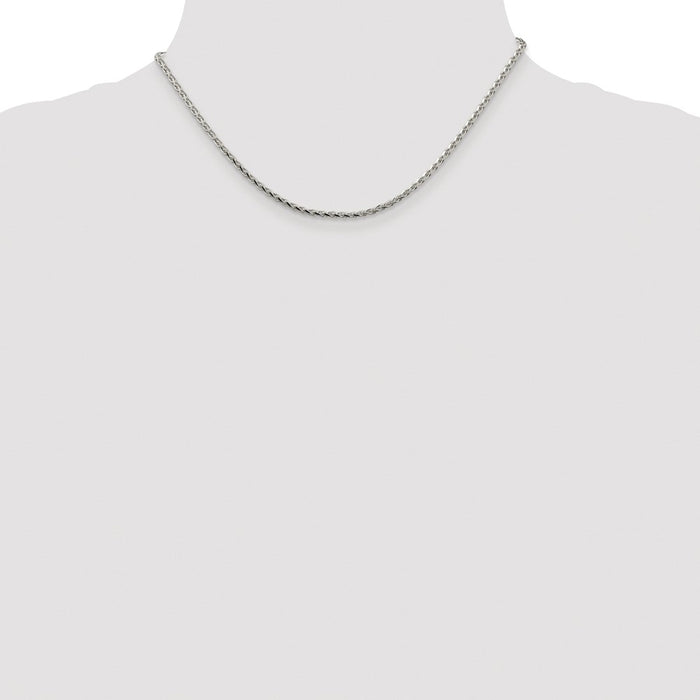 Buy Stylish 2.15mm Rhodium-Plated Sterling Silver Diamond-Cut Chain-4