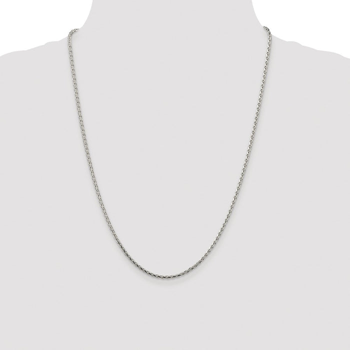 Buy Stylish Rhodium-Plated Sterling Silver 2.15mm Diamond-Cut Spiga Chain-4
