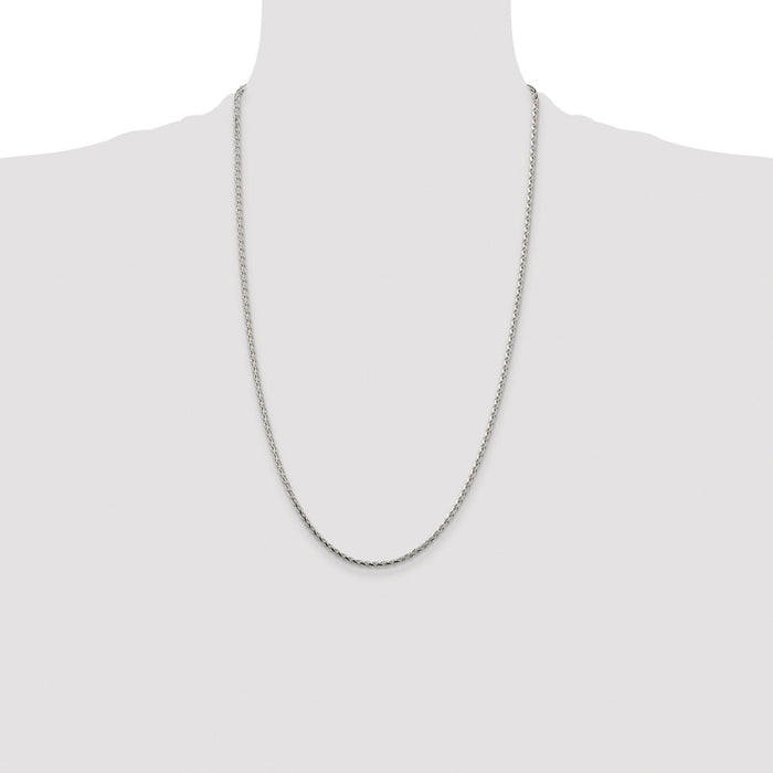 Buy Stylish Rhodium-Plated Sterling Silver 2.15mm Diamond-Cut Spiga Chain-4