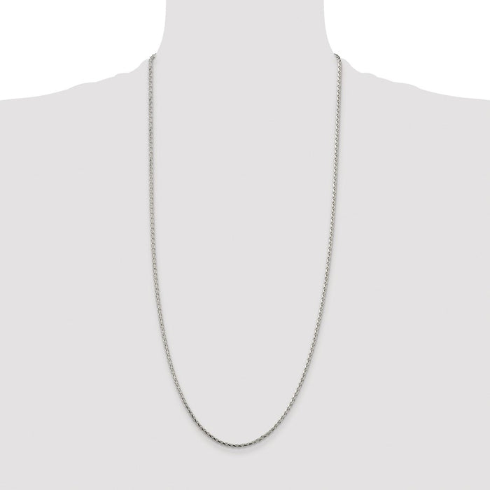 Buy Stylish 2.15mm Rhodium-Plated Sterling Silver Diamond-Cut Spiga Chain-4