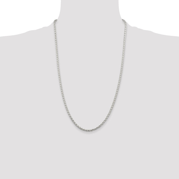 High-Quality 2.85mm Diamond-Cut Round Spiga Chain in Sterling Silver - Stylish Value!-4