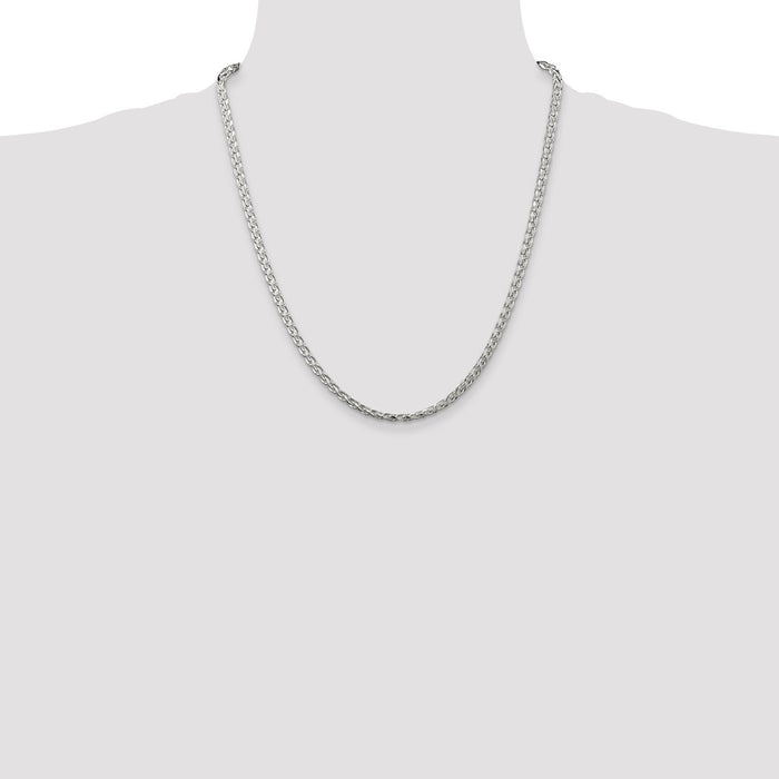 Buy Stylish 3.5mm Diamond-Cut Round Spiga Chain in Sterling Silver - Affordable Luxuries-4