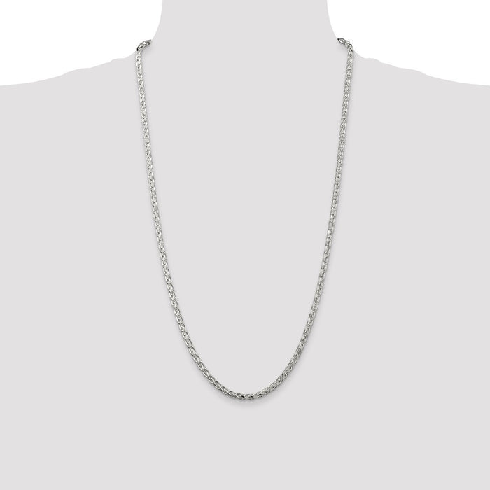 Exclusive 3.5mm Diamond-Cut Round Spiga Chain in Sterling Silver - Stylish Value!-4