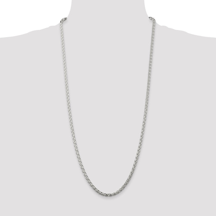 High-Quality 3.5mm Diamond-Cut Round Spiga Chain in Sterling Silver - Affordable Elegance-4