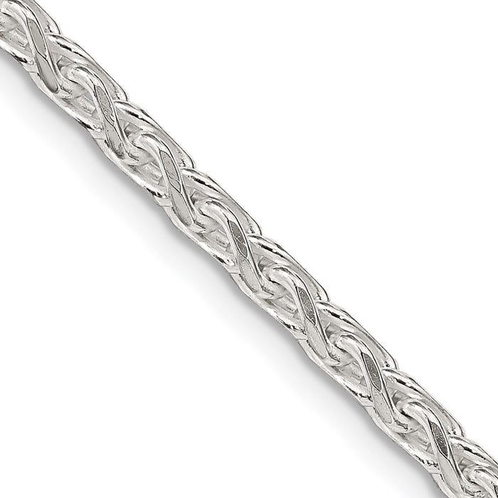 High-Quality 3.5mm Diamond-Cut Round Spiga Chain in Sterling Silver - Affordable Elegance-1
