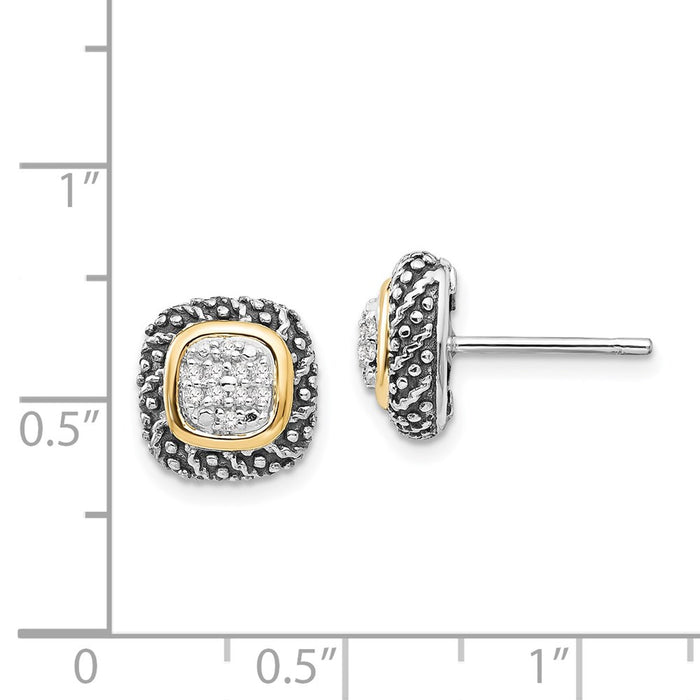High-Quality Shey Couture Antiqued Diamond Post Earrings | Stylish 14K Gold Accents-4