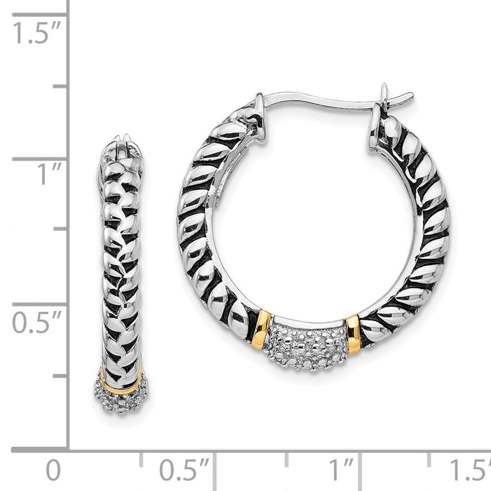 Shop High-Quality Shey Couture Antiqued Diamond Hoop Earrings - Stylish 14K Gold Accents-4