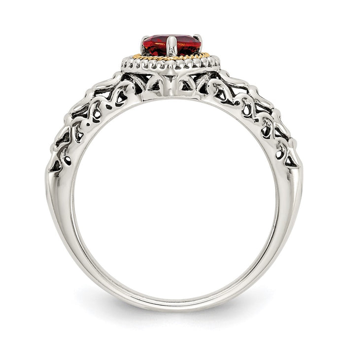 Buy Exclusive Shey Couture Antiqued Heart Garnet Ring | 14K Gold & Sterling Silver-2