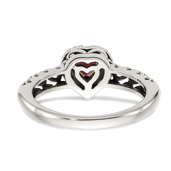 Buy Exclusive Shey Couture Antiqued Heart Garnet Ring | 14K Gold & Sterling Silver-6