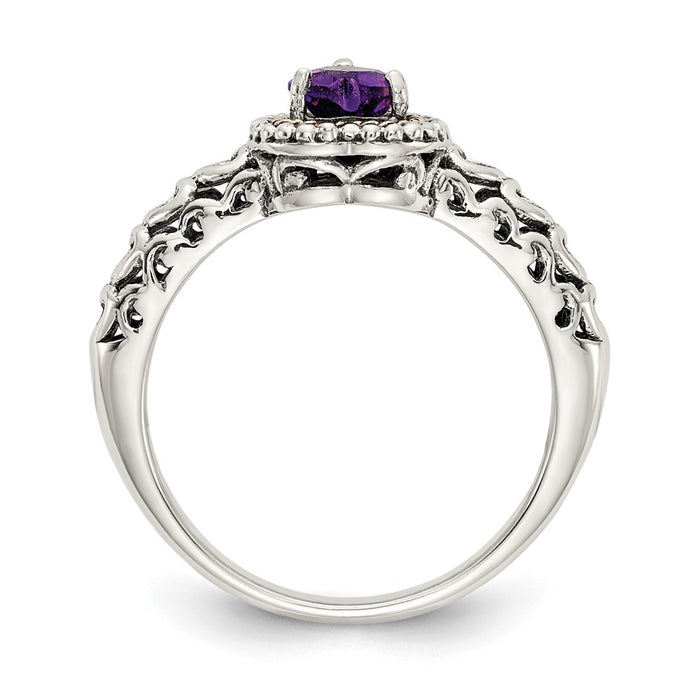 Buy Stylish Antiqued Amethyst Heart Ring | 14K Gold Accents, Sterling Silver-2