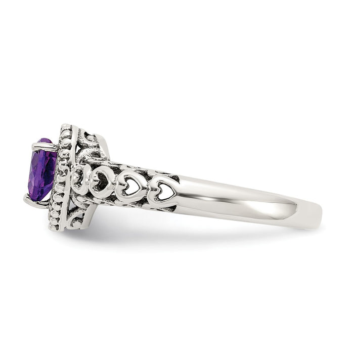 Buy Stylish Antiqued Amethyst Heart Ring in Sterling Silver & 14K Gold Accents-3