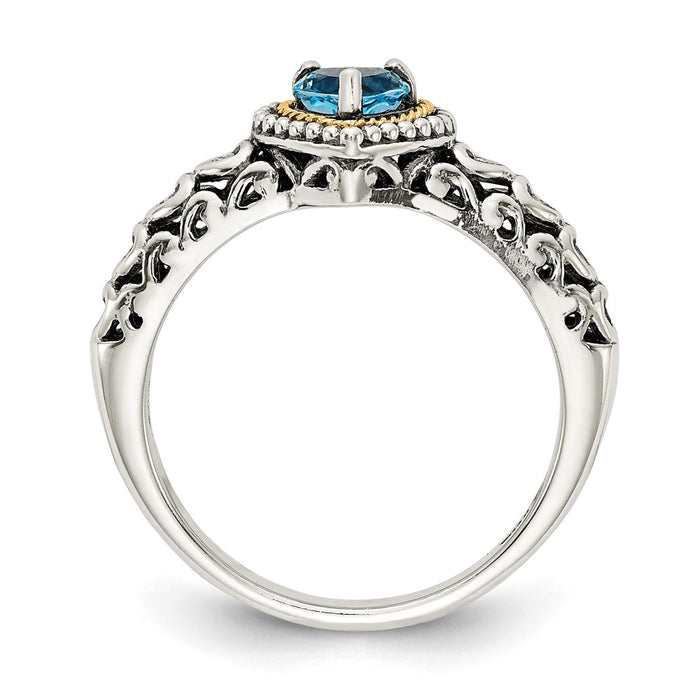Buy Exclusive Shey Couture Antiqued Blue Topaz Heart Ring, 14K Gold Accent, Stylish Design-2