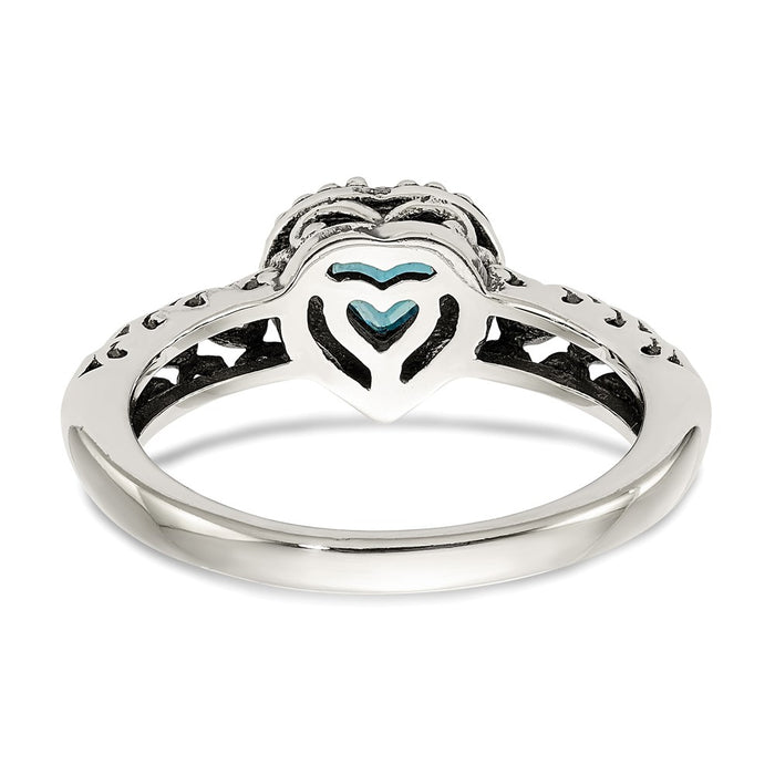 Shop Stylish Antiqued Blue Topaz Heart Ring | 14K Gold & Sterling Silver-6