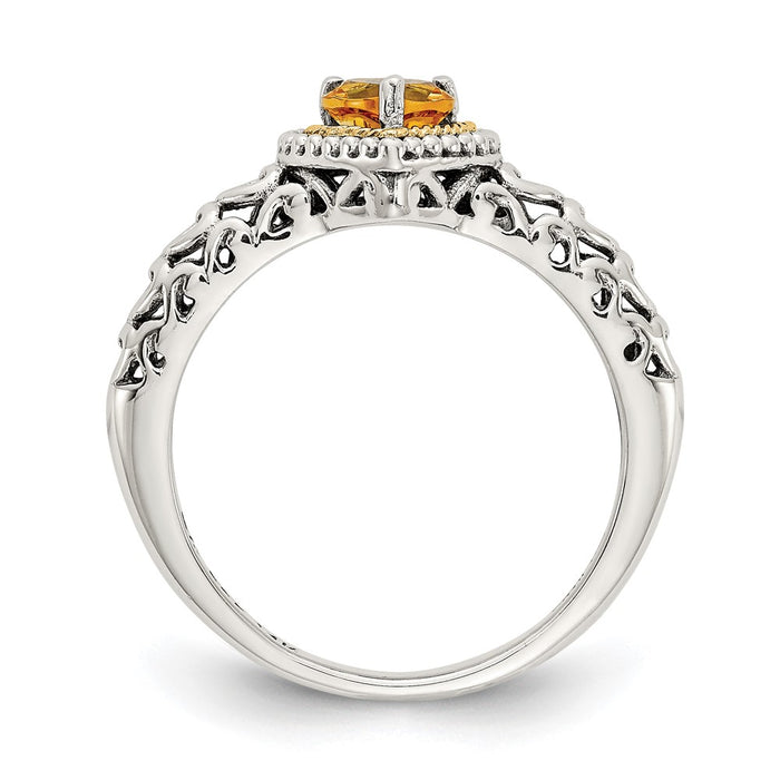 Shop Stylish Antiqued Heart Citrine Ring in Sterling Silver & 14K Gold Accent-2