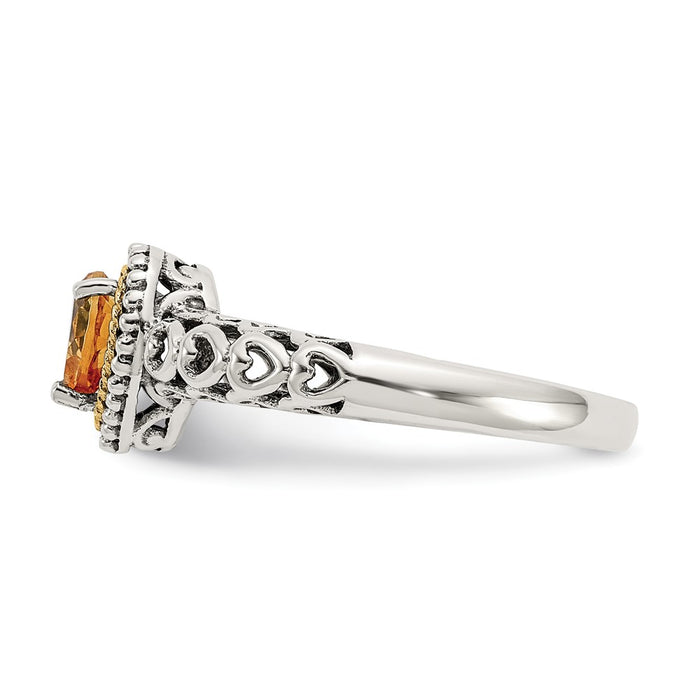 Shop Stylish Antiqued Heart Citrine Ring in Sterling Silver & 14K Gold Accent-3