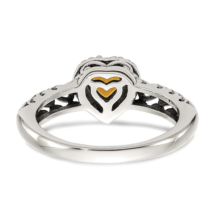 Shop Stylish Antiqued Heart Ring with Citrine, 14K Gold, & Silver Value-6