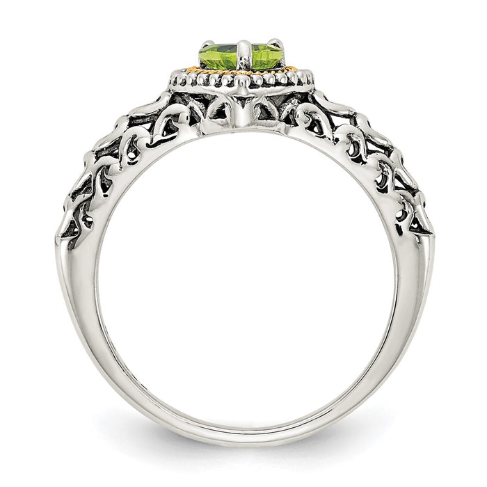 High-Quality Shey Couture Antiqued Heart Ring with Peridot & 14K Gold Accents-2