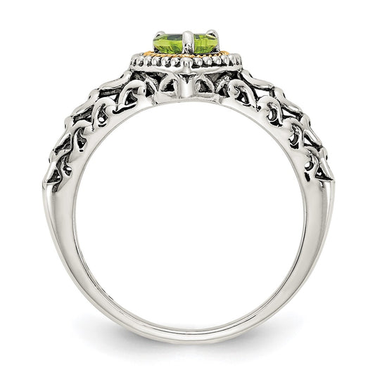 Shop Exclusive Antiqued Heart Ring: 14K Gold & Peridot in Sterling Silver