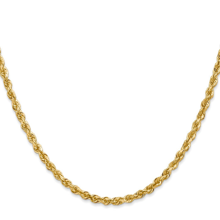 High-Quality 14K Gold 18" Diamond-Cut 3.35mm Rope Chain - Stylish Value!-2