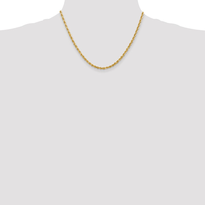 High-Quality 14K Gold 18" Diamond-Cut 3.35mm Rope Chain - Stylish Value!-4