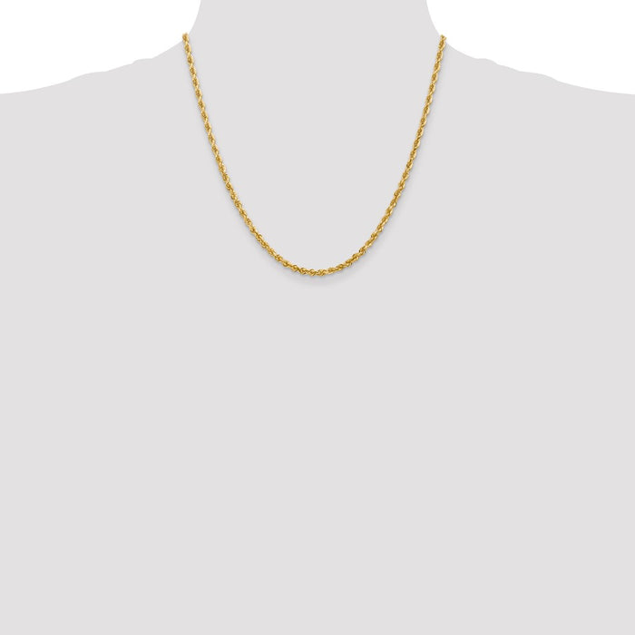 High-Quality 14K Gold 20-Inch 3.35mm Diamond-Cut Rope Chain - Stylish Value!-4