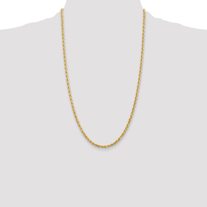Buy 14K Gold 26-Inch Diamond-Cut Rope Chain - Stylish & Affordable at 3.35mm-4