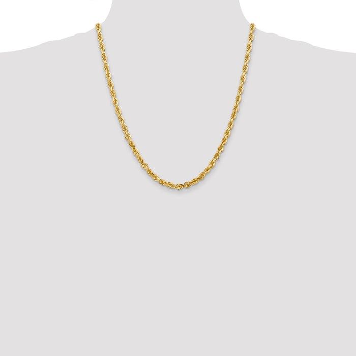 Buy Stylish 14K Gold 22-Inch 5mm Diamond-Cut Quadruple Rope Chain, Luxury!-4