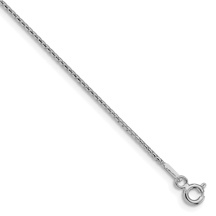 Buy Stylish Rhodium-Plated 1.1mm Diamond-Cut Round Box Chain in Sterling Silver-1