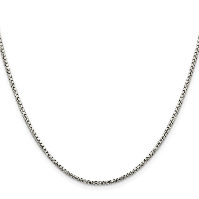 Buy Stylish Rhodium-Plated Sterling Silver 1.75mm Diamond-Cut Round Box Chain-2