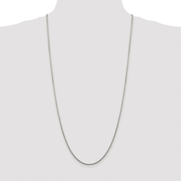 Buy Stylish Rhodium-Plated Sterling Silver 1.75mm Diamond-Cut Round Box Chain-4