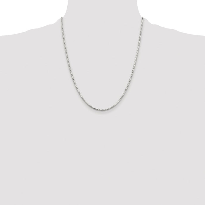 Buy Stylish 2mm Rhodium-Plated Diamond-Cut Round Box Chain in Sterling Silver-4