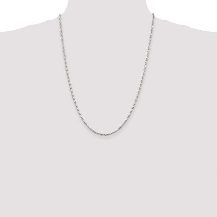 Designer Rhodium-Plated 2mm Diamond-Cut Round Box Chain in Sterling Silver - Affordable Luxury-4