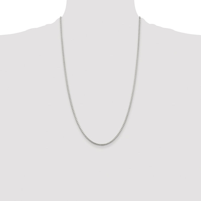 Buy Stylish Rhodium-Plated 2mm Diamond-Cut Round Box Chain in Sterling Silver-4