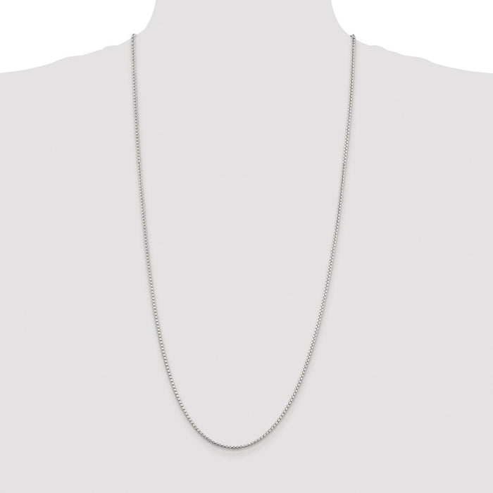 Buy Stylish 2mm Diamond-Cut Round Box Chain in Rhodium-Plated Sterling Silver-4