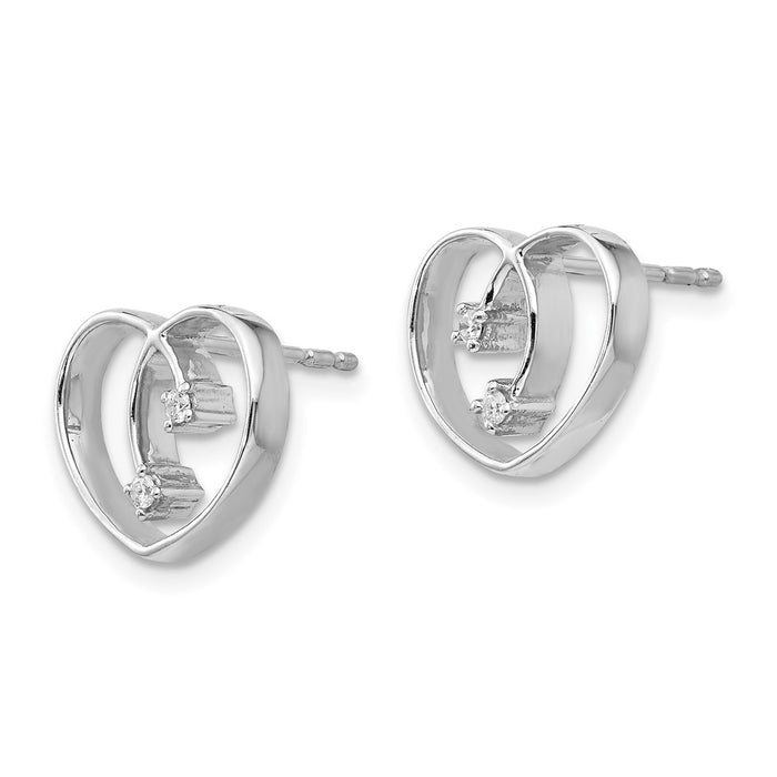 Buy Exclusive Rhodium-Plated Sterling Silver White Ice Diamond Heart Studs - Stylish Sparkle!-2