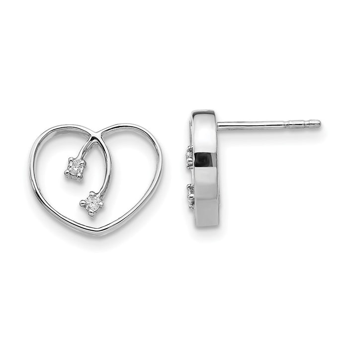 Buy Exclusive Rhodium-Plated Sterling Silver White Ice Diamond Heart Studs - Stylish Sparkle!-1
