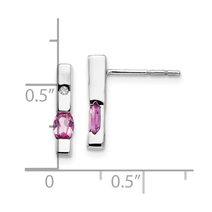 Buy Exclusive Rhodium-Plated Sterling Silver Dangle Earrings with Diamonds & Pink Tourmaline - Stylish Luxury!-4