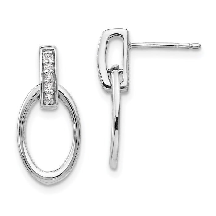 Shop Stylish White Ice Rhodium-Plated Sterling Silver Diamond Dangle Earrings-1