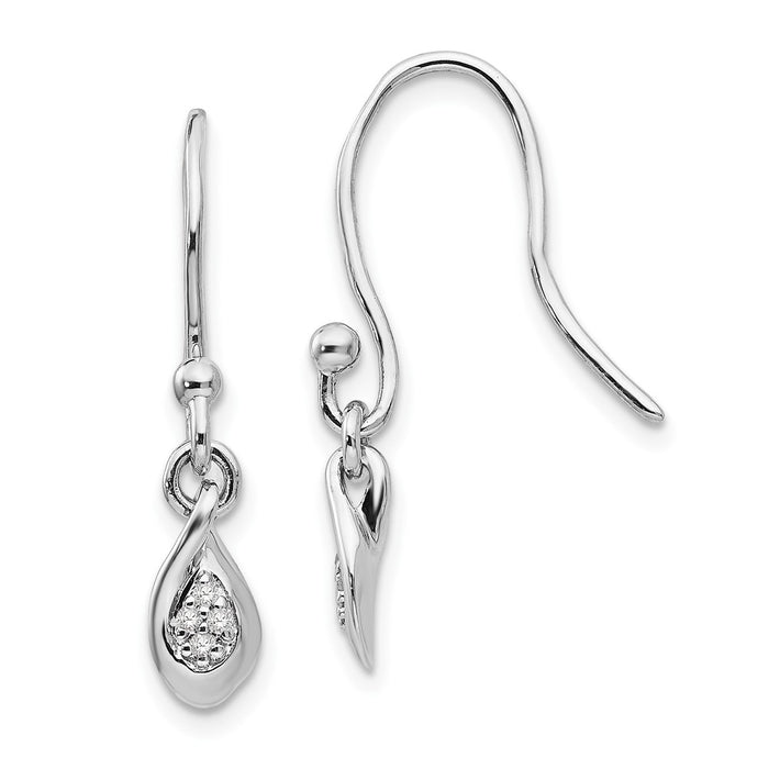 High-Quality White Ice Sterling Silver Rhodium-Plated Diamond Dangle Earrings-1