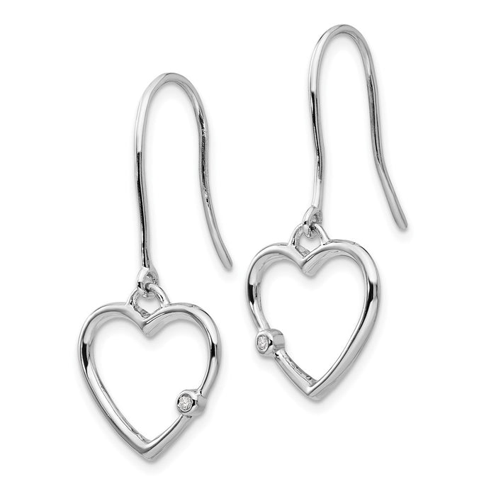 Shop Stylish White Ice Rhodium-Plated Sterling Silver Diamond Heart Earrings-2