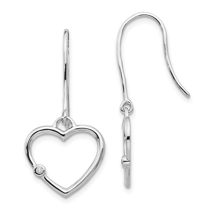 Shop Stylish White Ice Rhodium-Plated Sterling Silver Diamond Heart Earrings-1